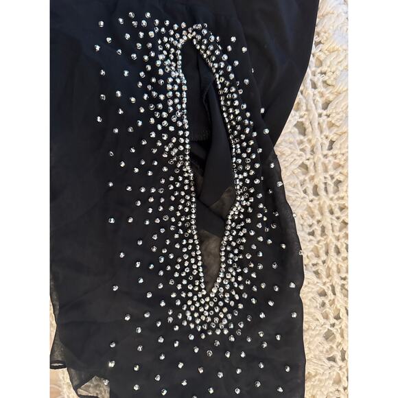 MSK Black Embellished Sheer Sleeve Dress Women’s Size 14 Knee Length Cocktail - Picture 9 of 9